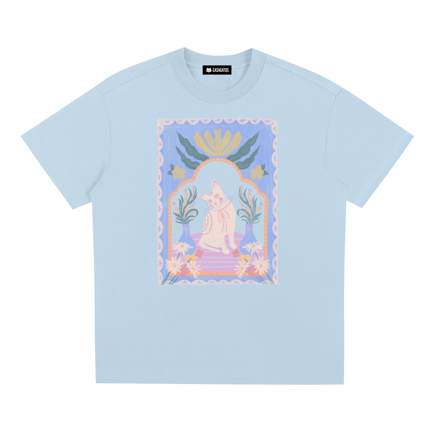 Folk Garden — Loose Fit Vintage-Inspired Cat Graphic Tee
