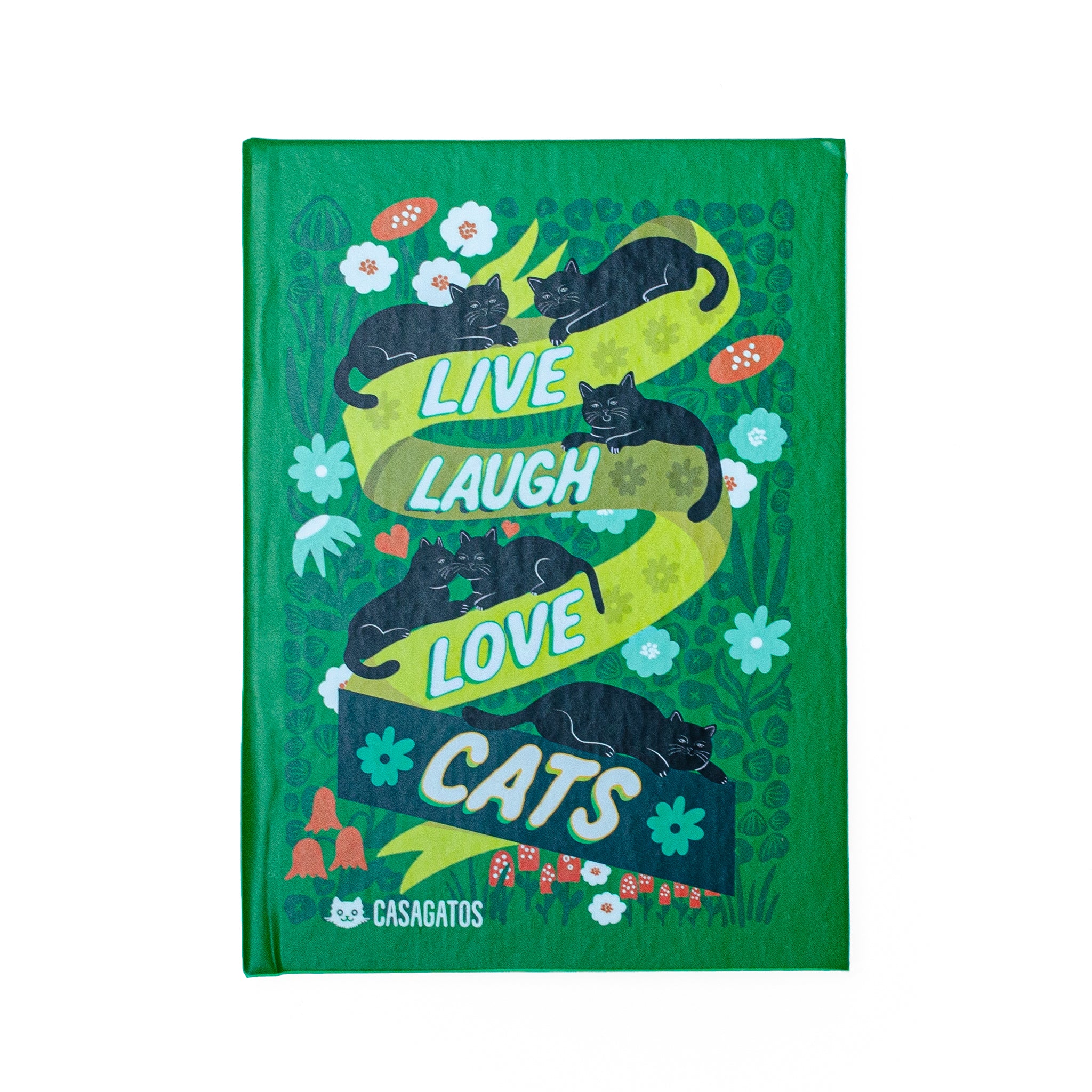 Live Laugh Love Cats Journal | Floral Cat Illustration