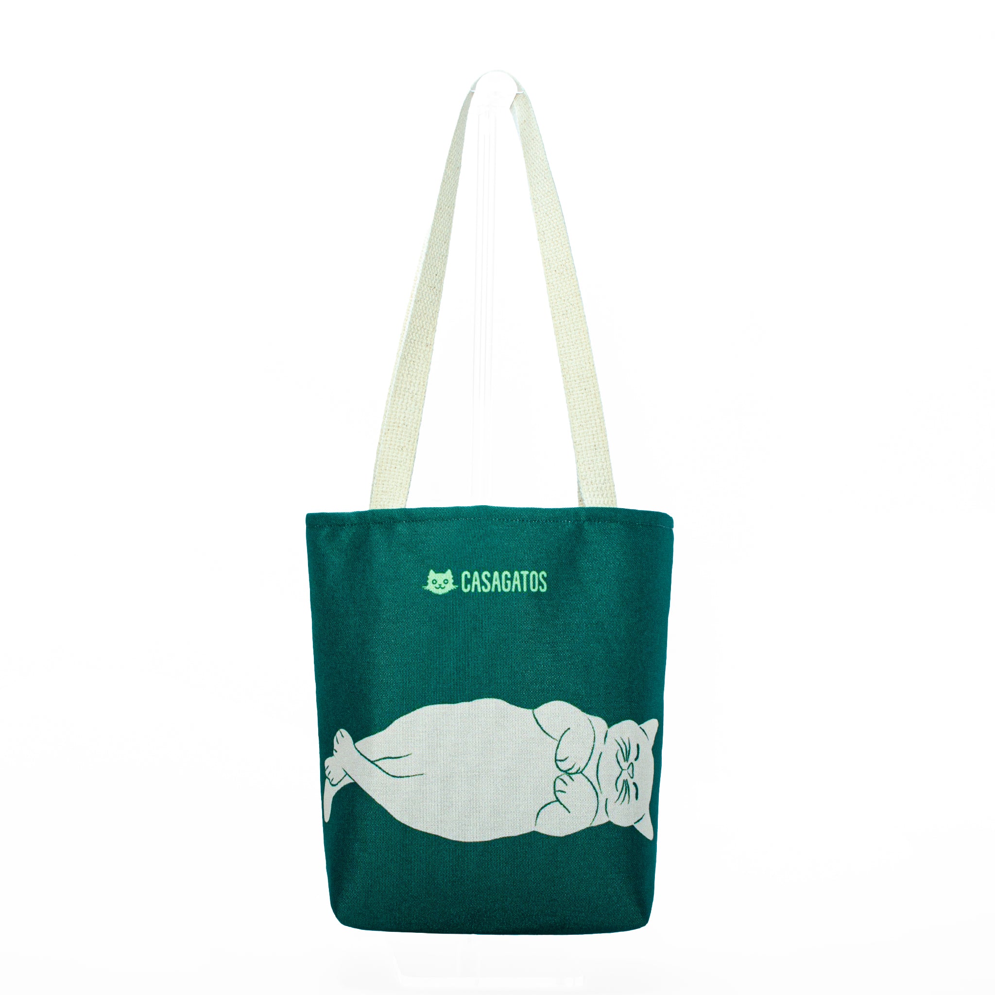Casagatos Sleeping Cat Tote Bag | Green Cat Illustration