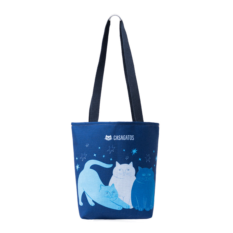 Blue Trio Cats tote bag | CasaGatos cat illustration