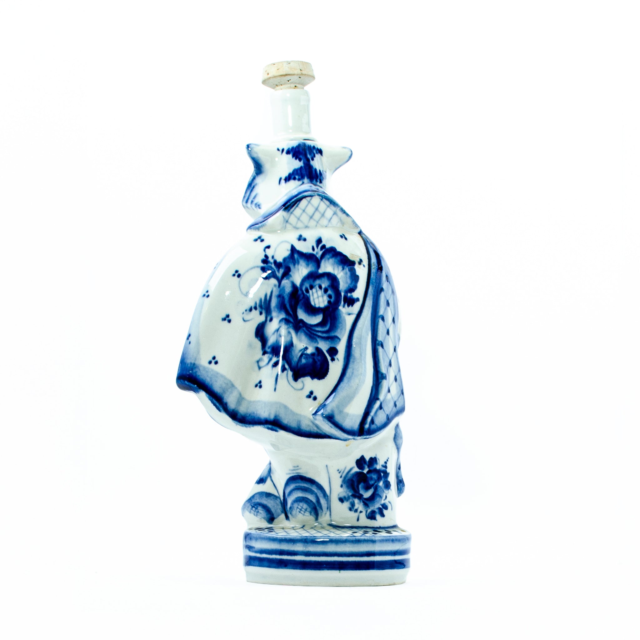 Gzhel Blue Cat Bottle – Handpainted Russian Porcelain Collectible