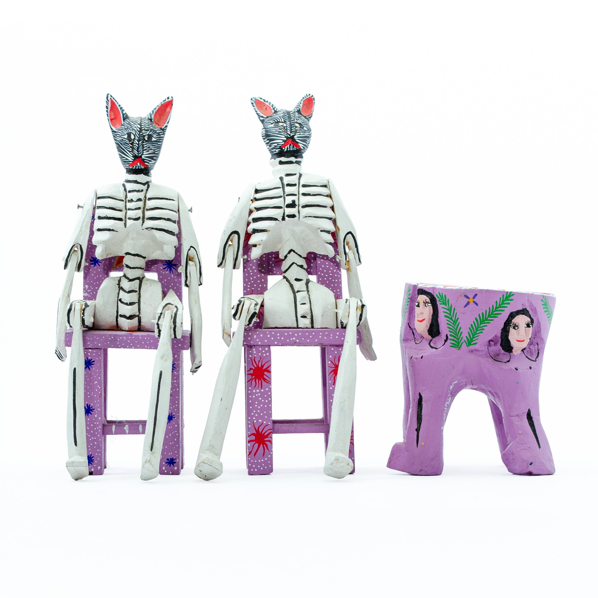 Handmade Oaxacan Cat Skeletons – Day of the Dead Folk Art Duo