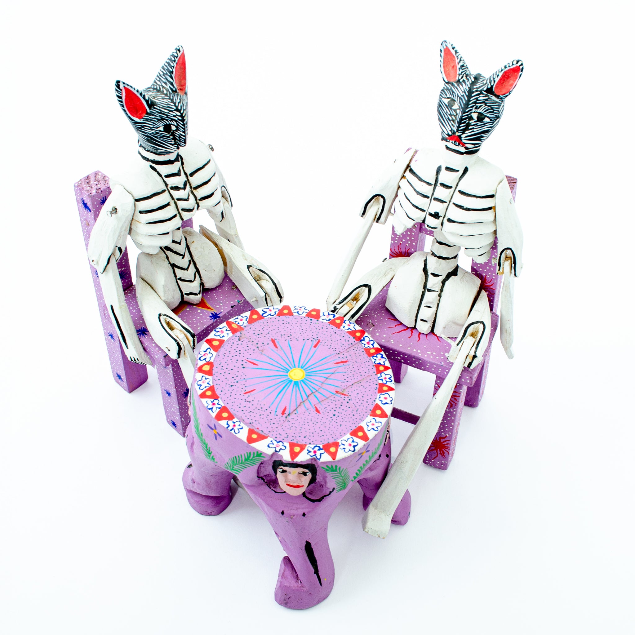 Handmade Oaxacan Cat Skeletons – Day of the Dead Folk Art Duo