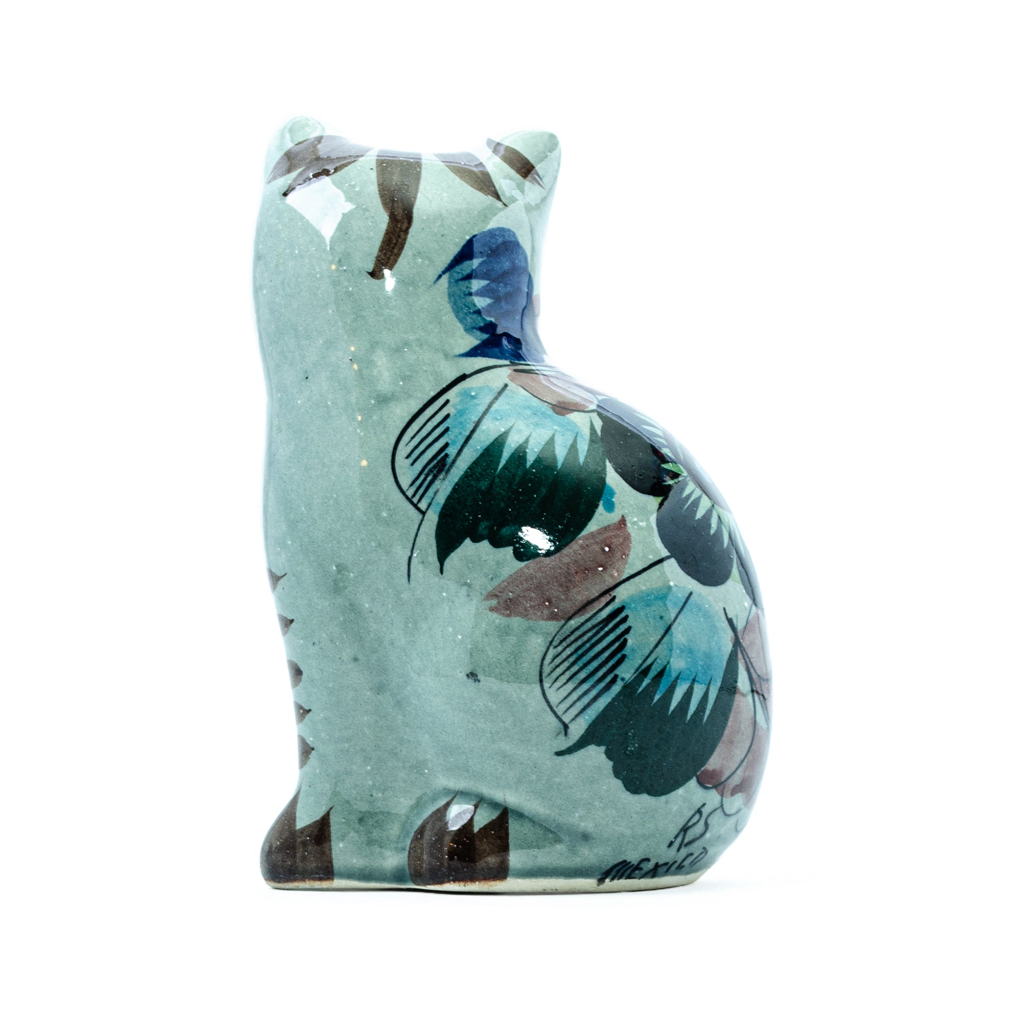 Colorful Talavera Pottery Cat – Hand-Painted Mexican Folk Art