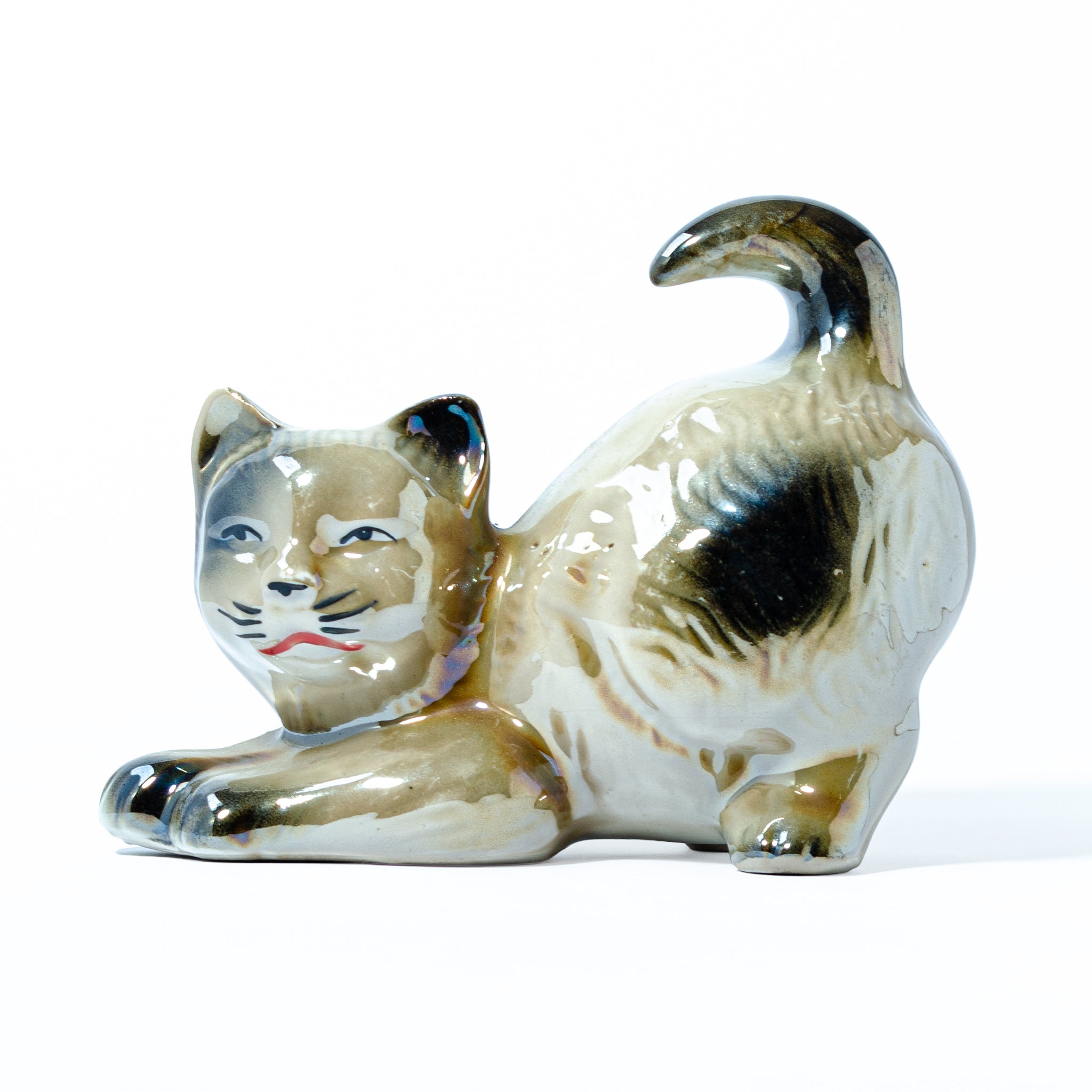 Brazilian Siamese Ceramic Cat – Vintage Midcentury Stretch Pose