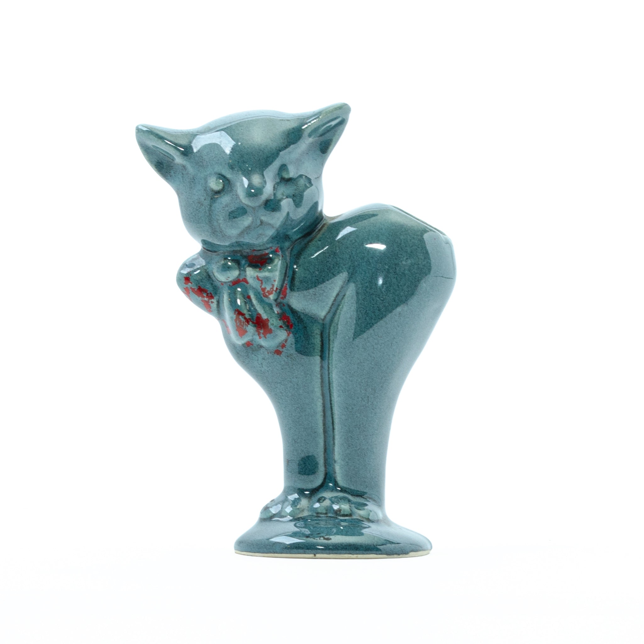 Vintage Ceramic Cat Planter with Bow