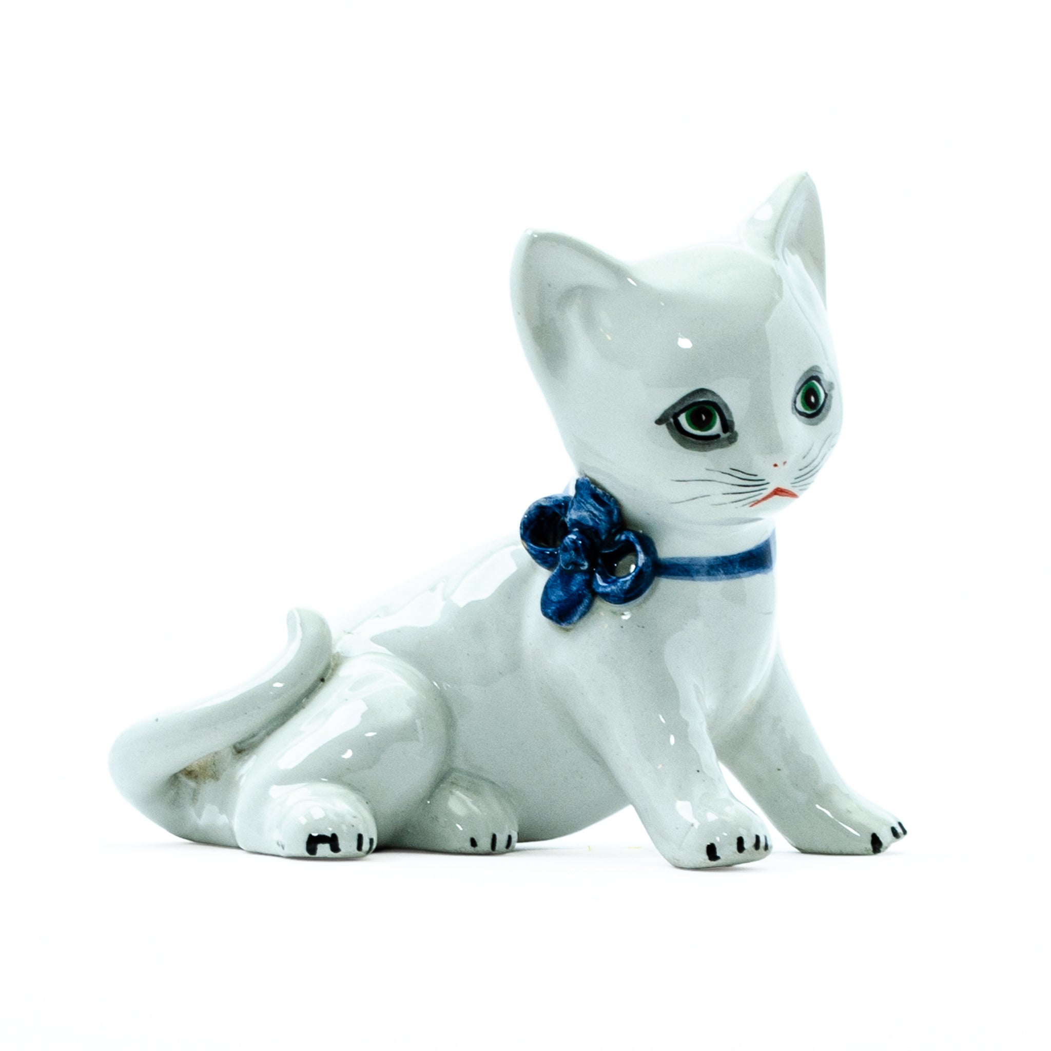Japanese Vintage Kitten with Blue Bow