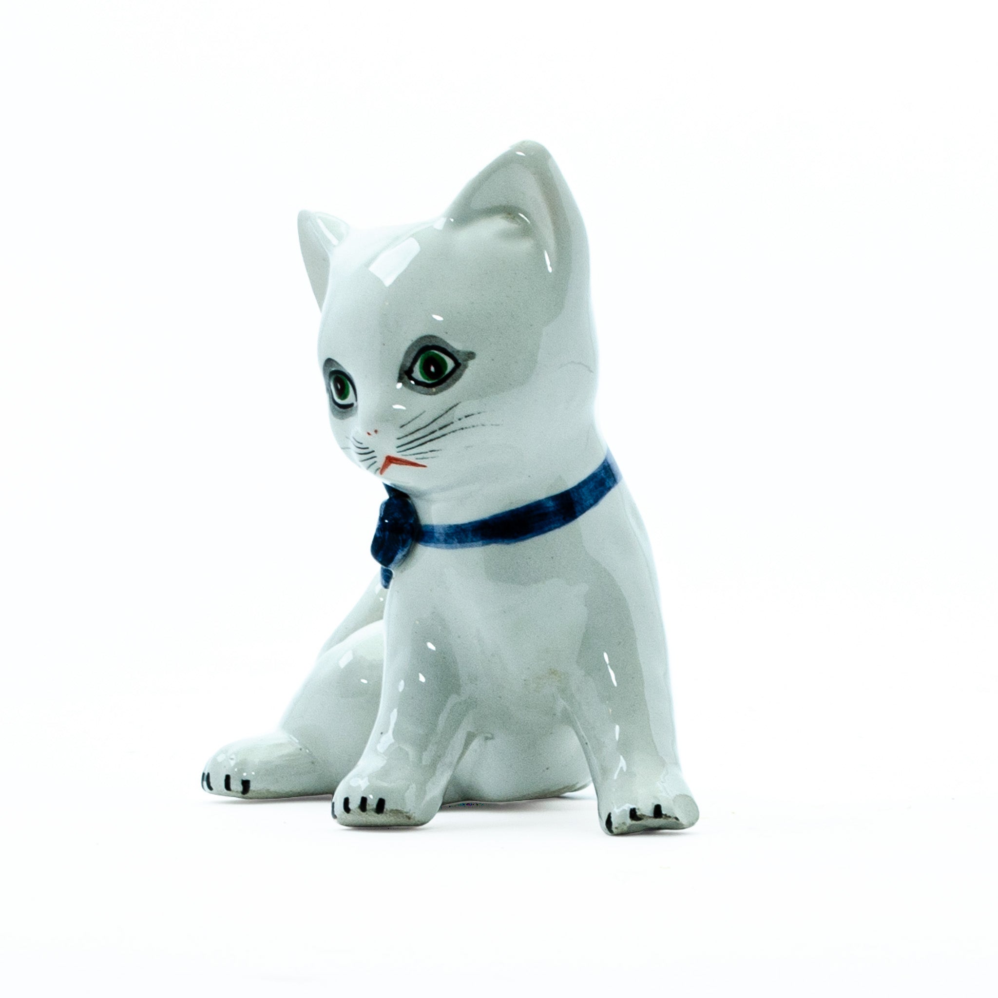Japanese Vintage Kitten with Blue Bow