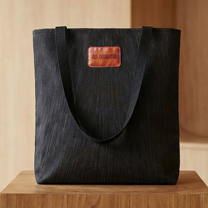 Black Cat Watercolor Tote Bag – Minimal Luxury Cat Lover Tote, 18x18