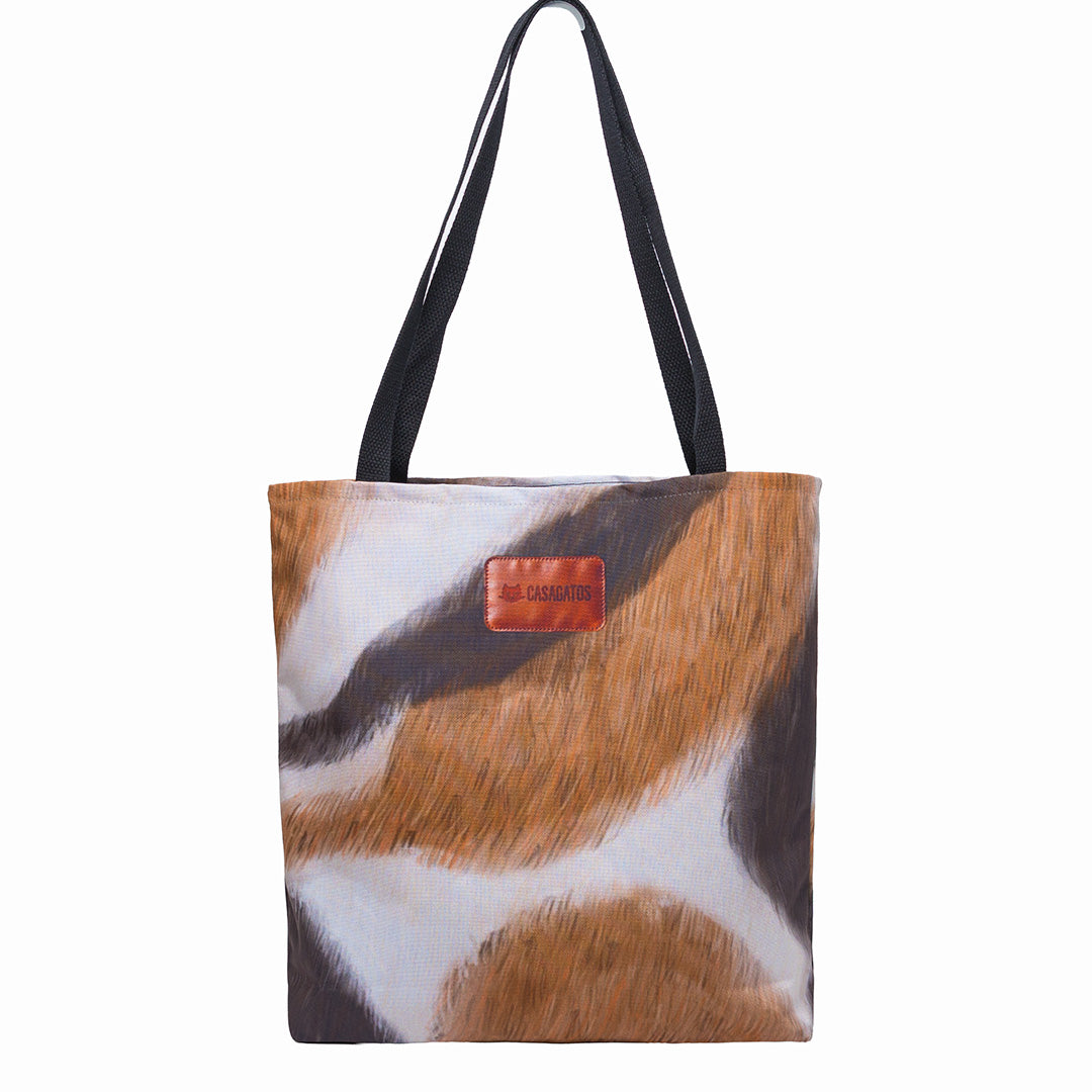 Calico Cat Tote Bag – Watercolor Fur Print Tote, 18x18 Cat Lover Bag