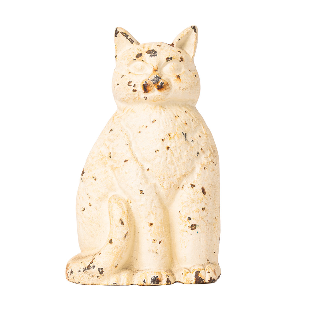 Vintage Cast Iron Cat Doorstop – 9” Rustic Sitting Cat