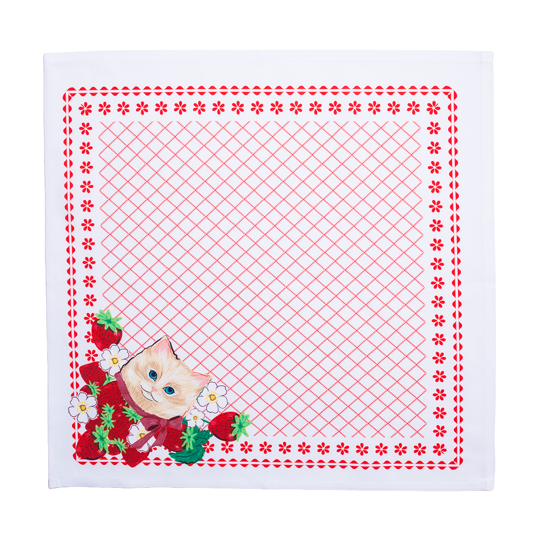 Strawberry Cat Cloth Napkins | Set of 4