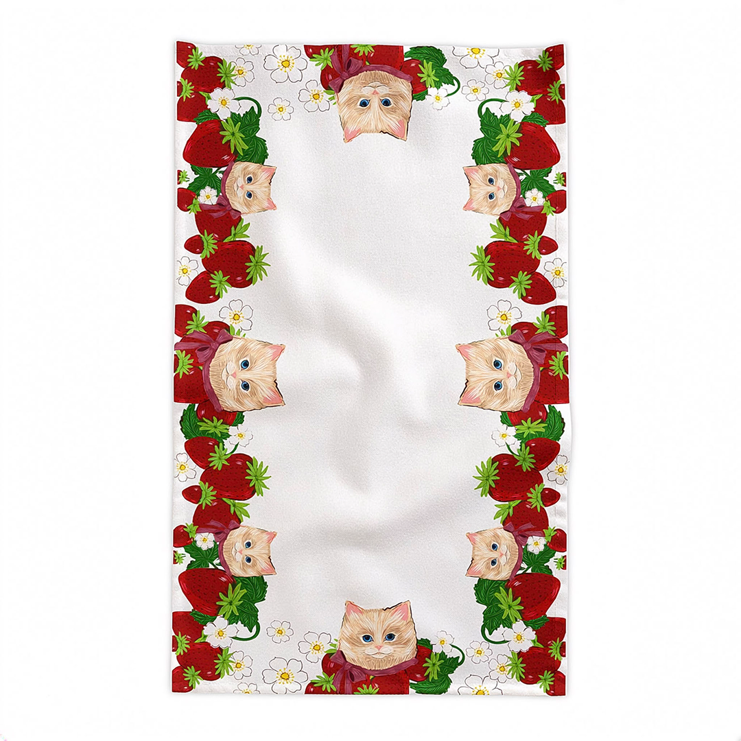 Strawberry Cat Tablecloth | 58"x102"